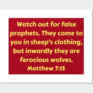 Bible Verse Matthew 7:15 Posters and Art